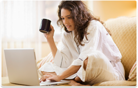 woman looking at laptop screen