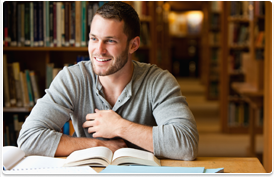 smiling student in library