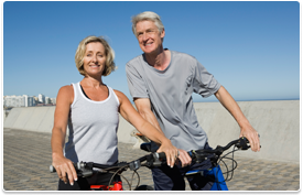 older couple on bicycles